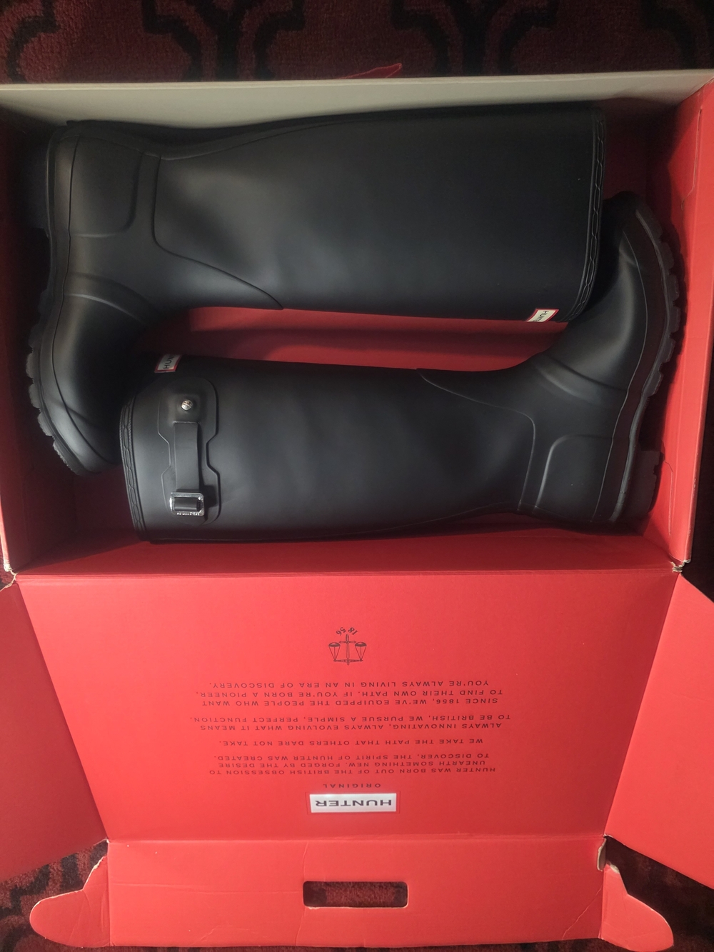 Hunter Original Tall Black Rain Boots Size 9 Matte - Picture 3 of 15